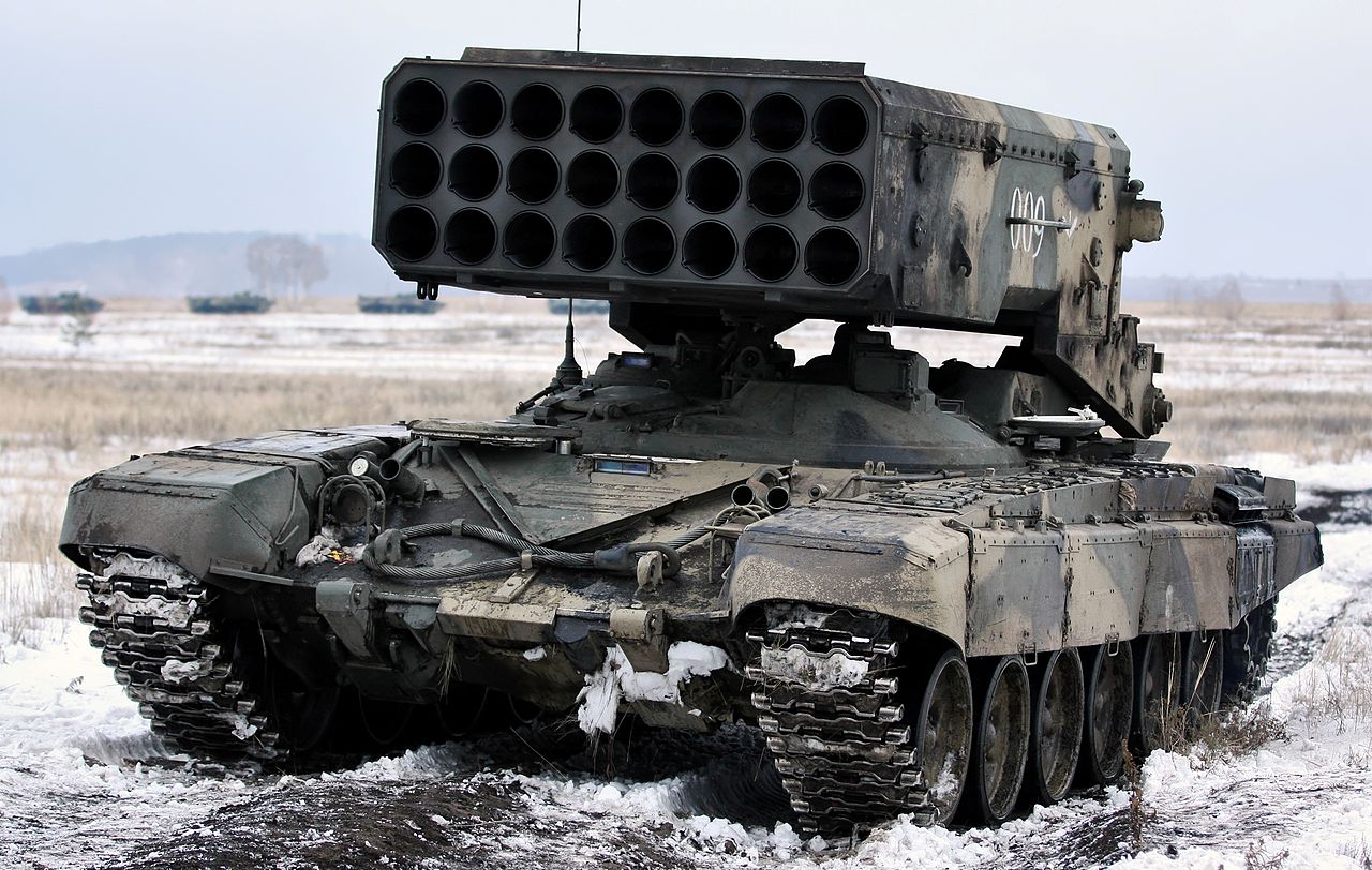 ТОС-1 «Буратино» — тяжёлая огнемётная система (ТОС) залпового огня на базе танка Т-72