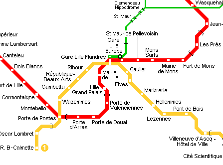 Схема метро в Лилле