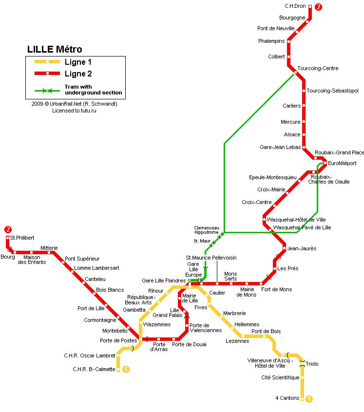    . Lille metro map
