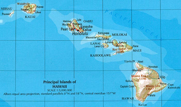 Гавайи фото. Карта гавайских островов