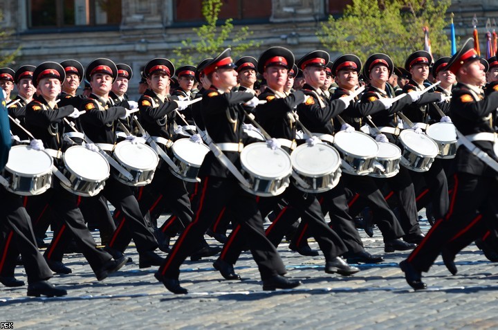 Барабанщики на Красной площади. Парад Победы 9 мая 2013 года