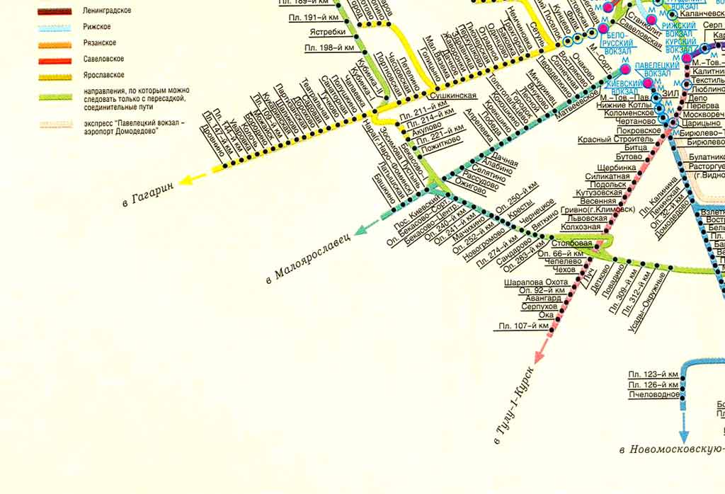 Схема Киевское направление электричек в Москве.  фото