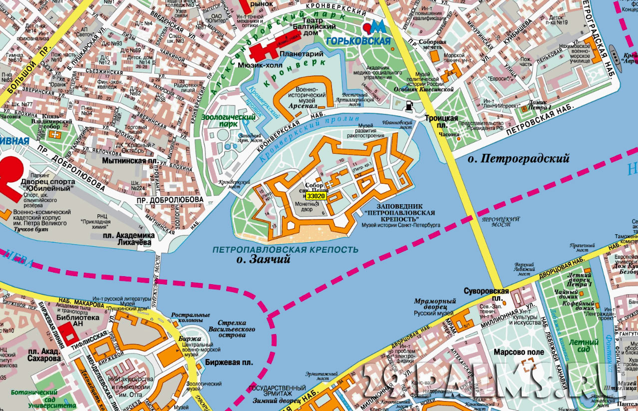 Петропавловская крепость на карте Санкт-Петербурга Фото. Картинка