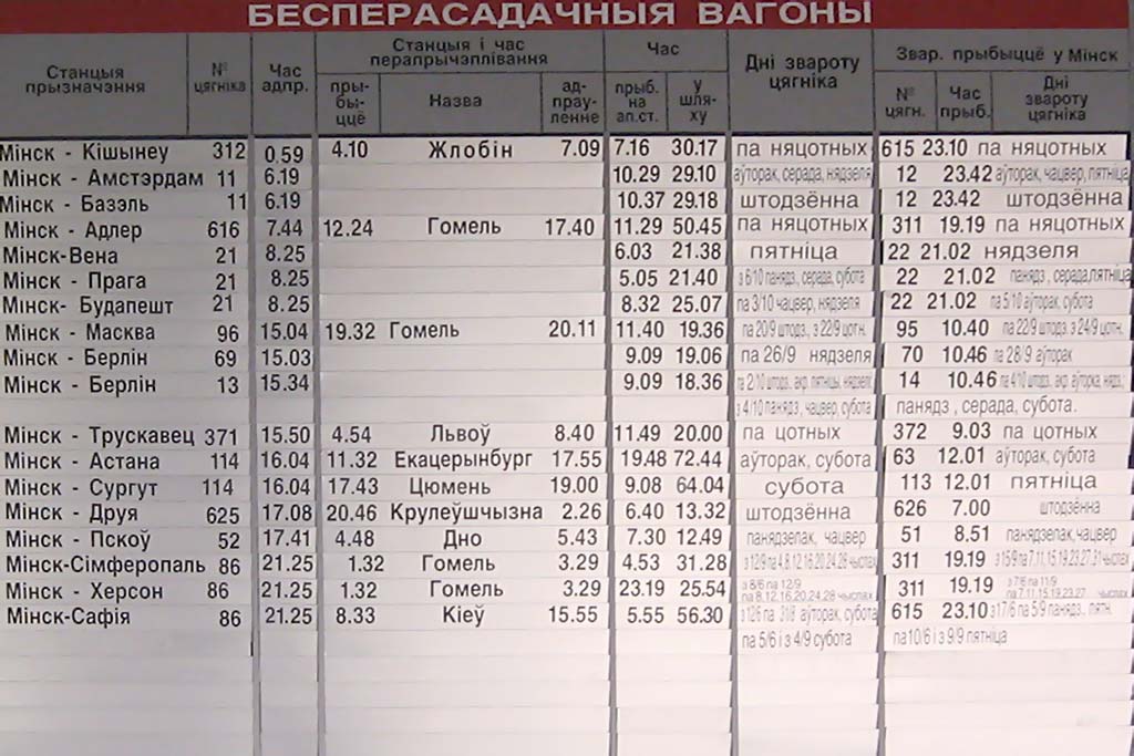 Минск. Расписание поездов. Беспересадочные вагоны. Поезд. Минск ...