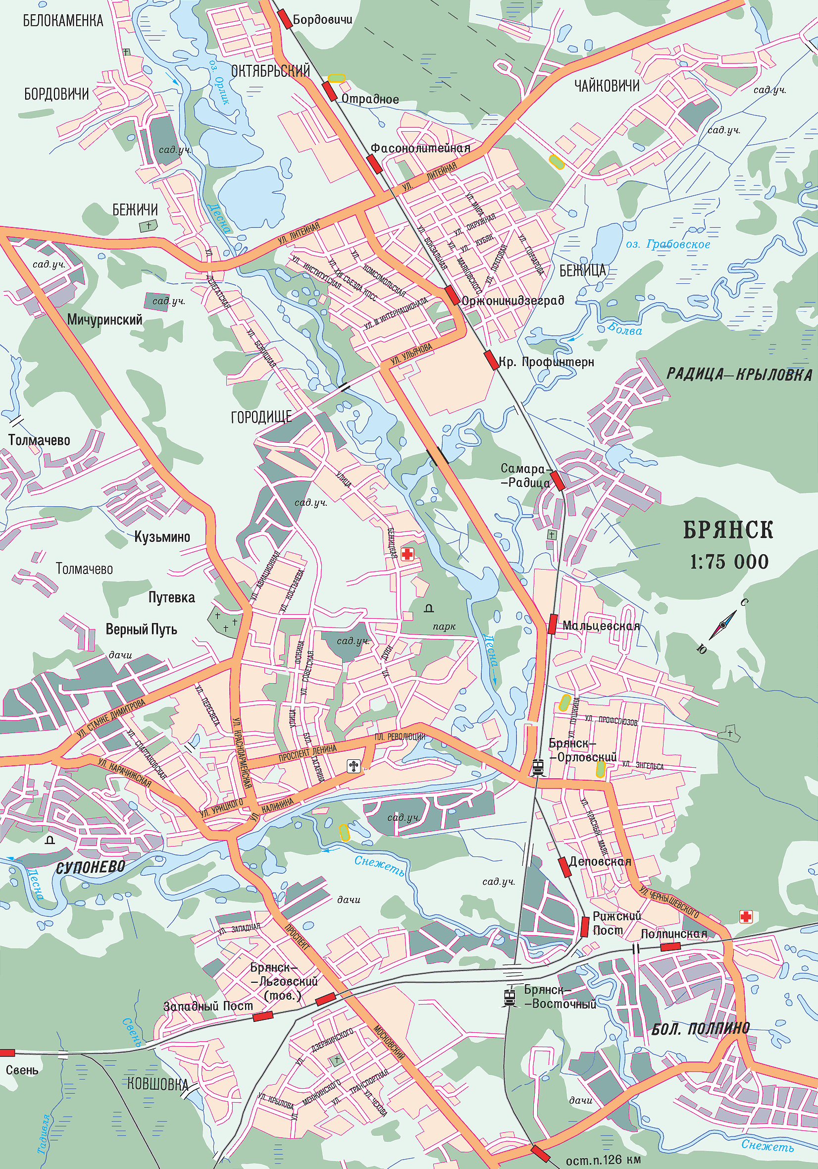 фото. Карта Брянска, Брянская область