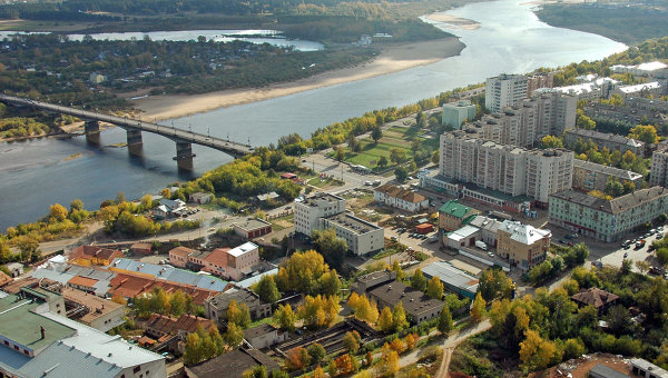 Панорама Кирова. Мост через реку Вятку. Фотография Кирова