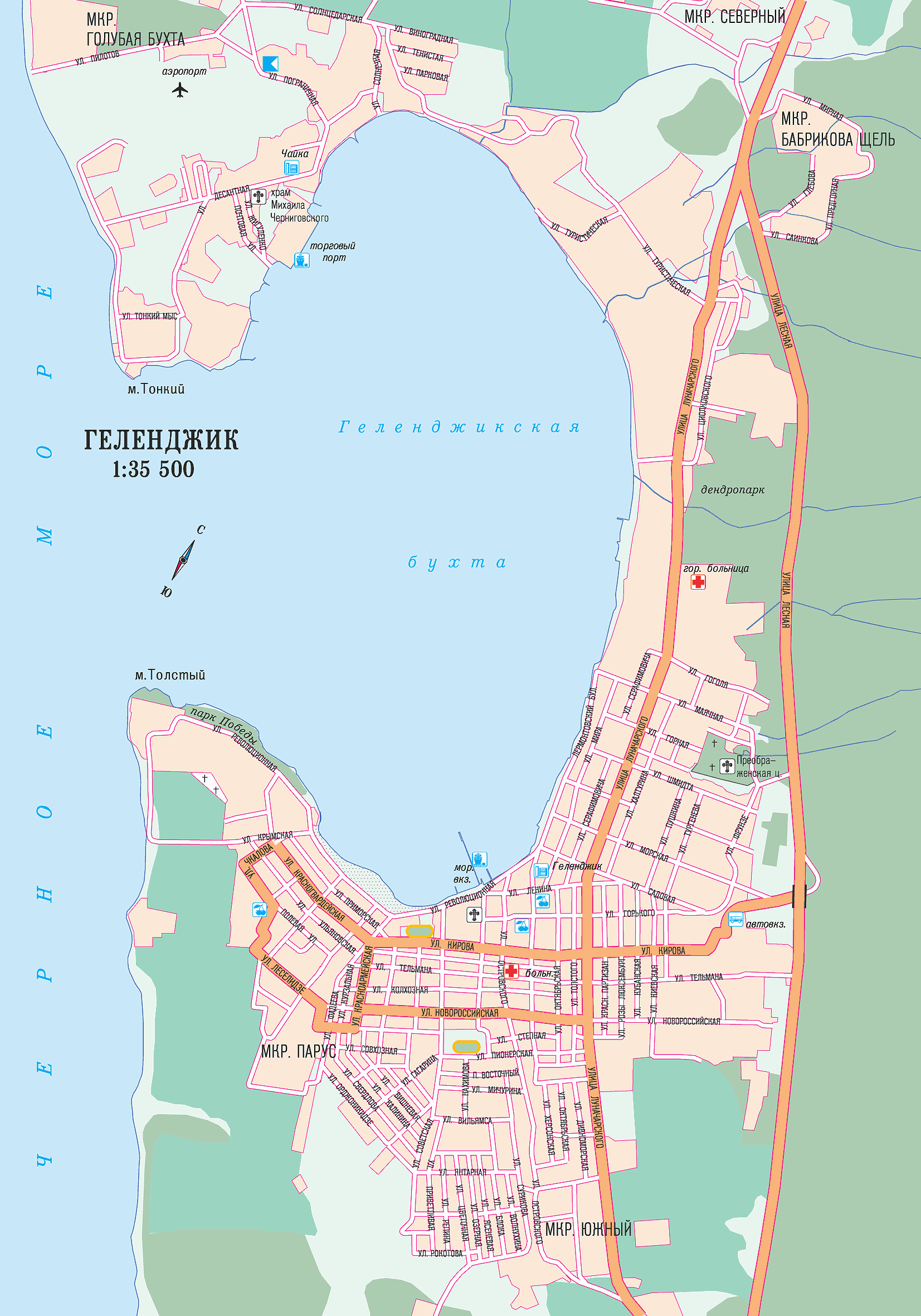 фото. Карта Геленджика, Карта центра города