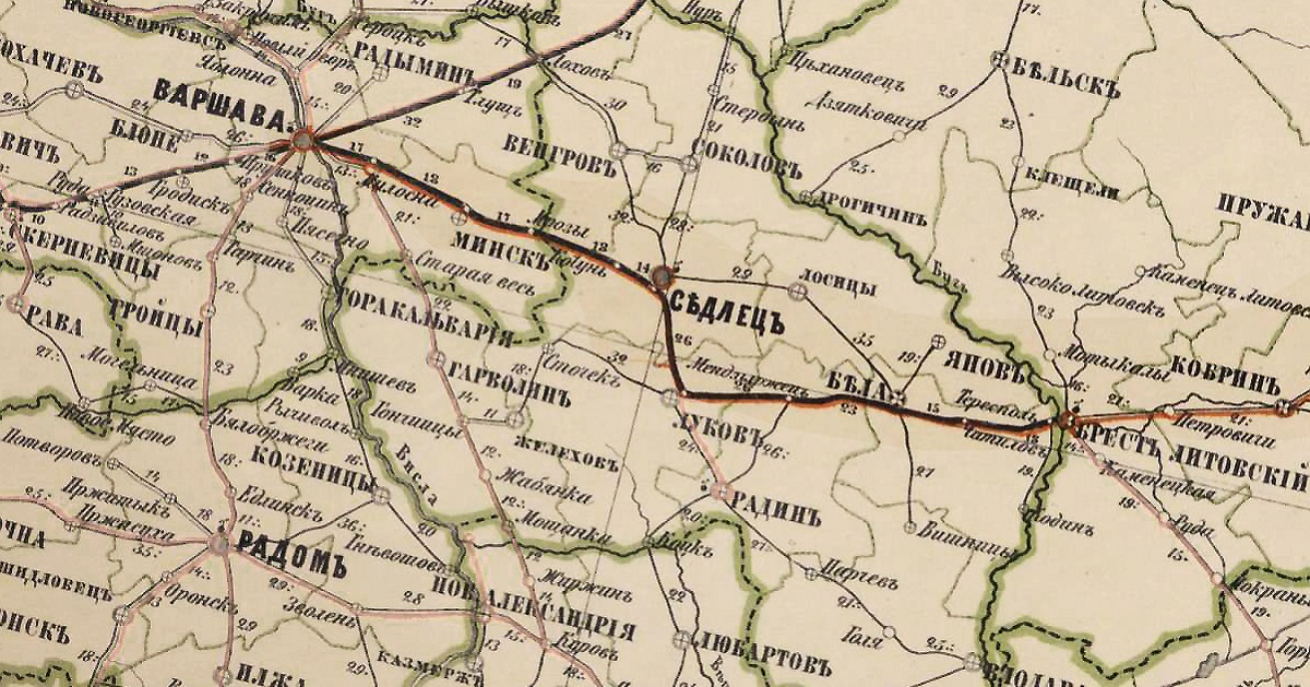 Московско-Варшавское шоссе на участке Рославль-Варшава, 1871. (Брест - Варшава)