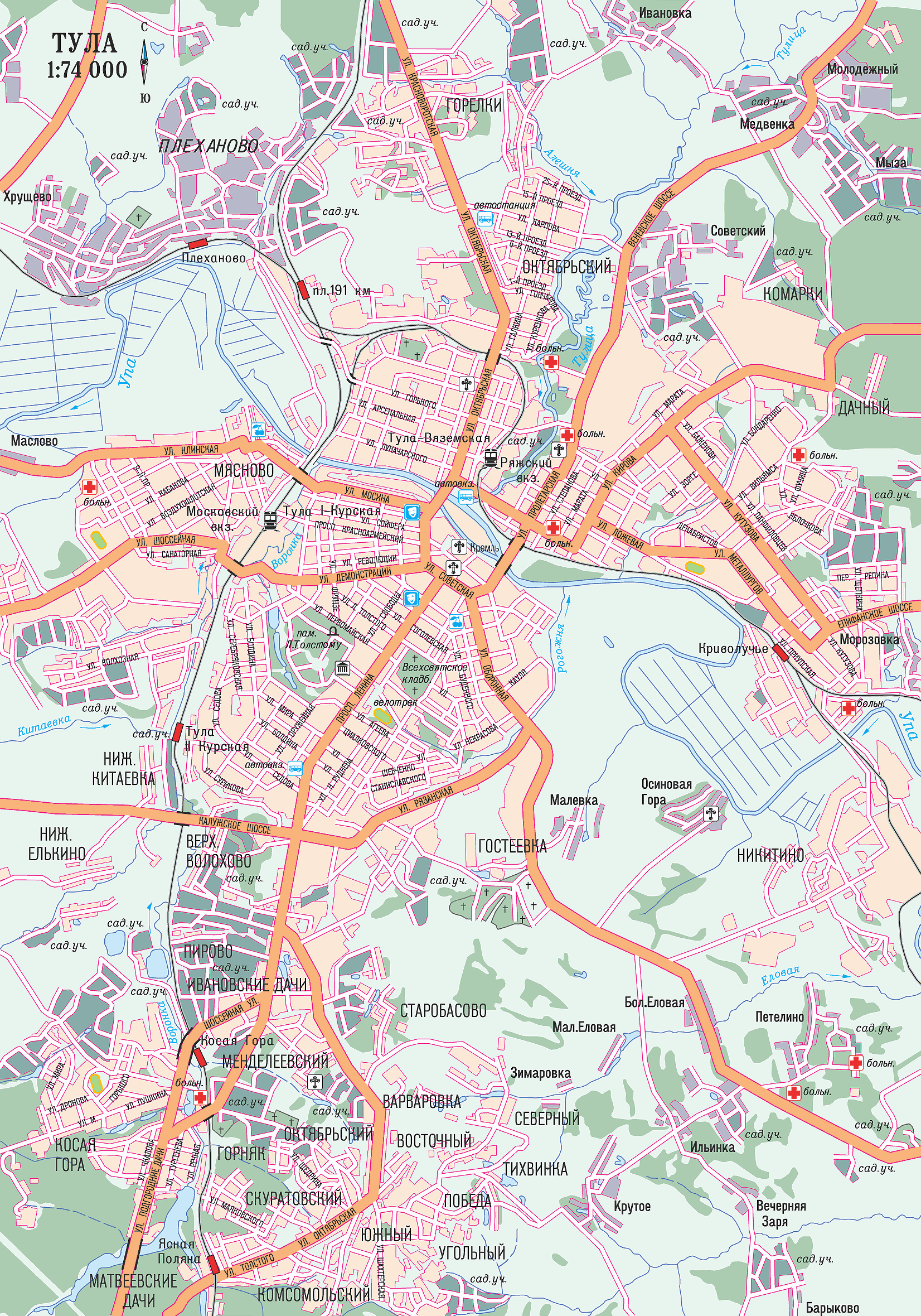 фото. Карта Тулы, Карта центра города