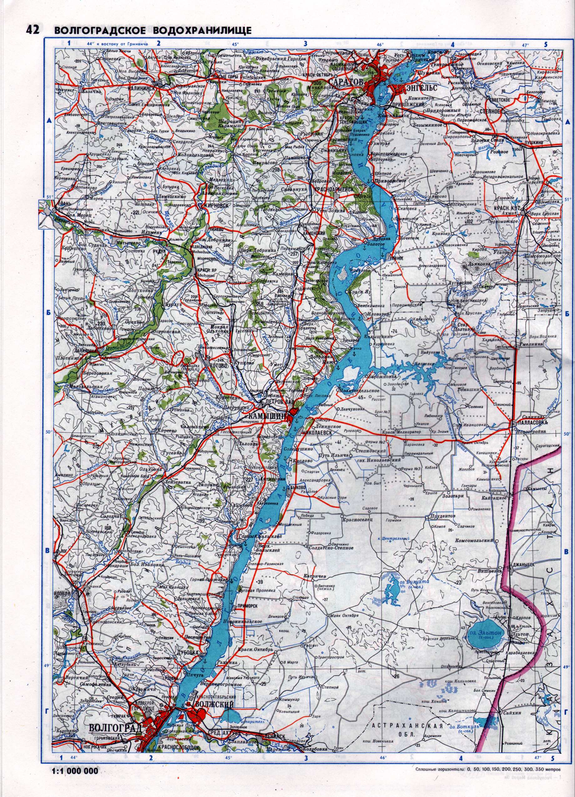 Карта Волгоградского водохранилища. Волгоградское водохранилище. Карта Волги от Саратова до Волгограда.  фото