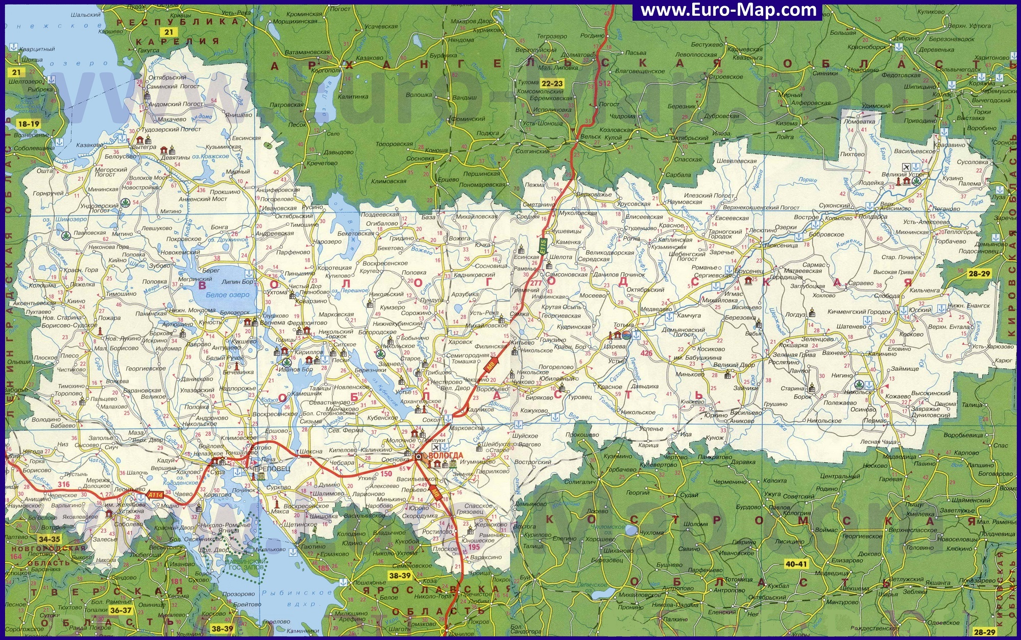 фото. Карта Вологодской области