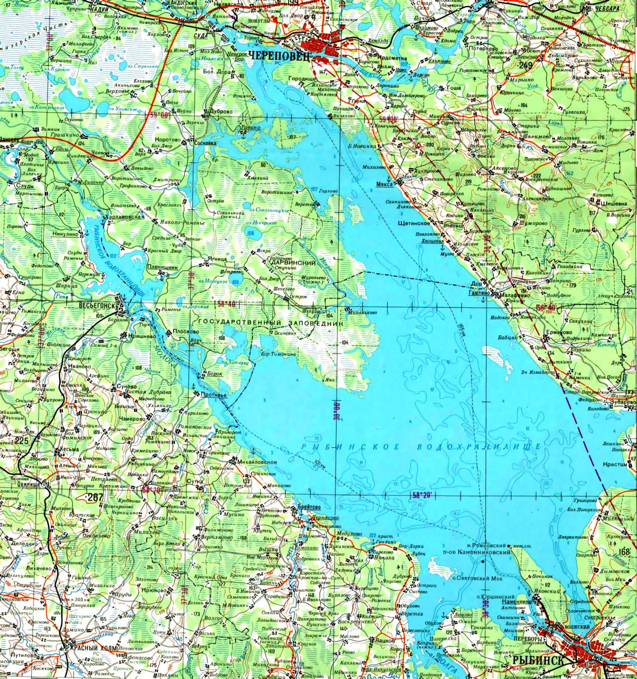 Карта Рыбинского водохранилища. Рыбинское море фото.  Карта Рыбака. 